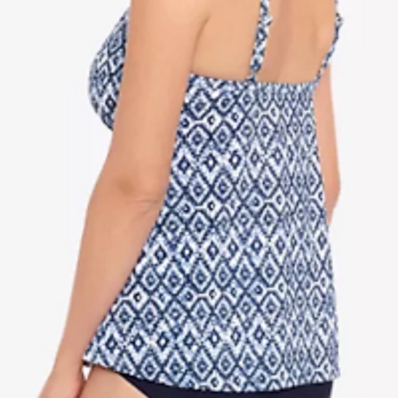 Swim Solutions Women's Navy Blue Twist Front Flyaway Tankini Swim Top Support - Picture 3 of 3